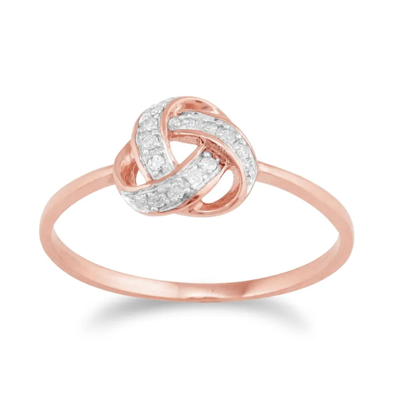 Classic Diamond Love Knot Ring in 9ct Rose Gold sold by Gemondo Jewellery