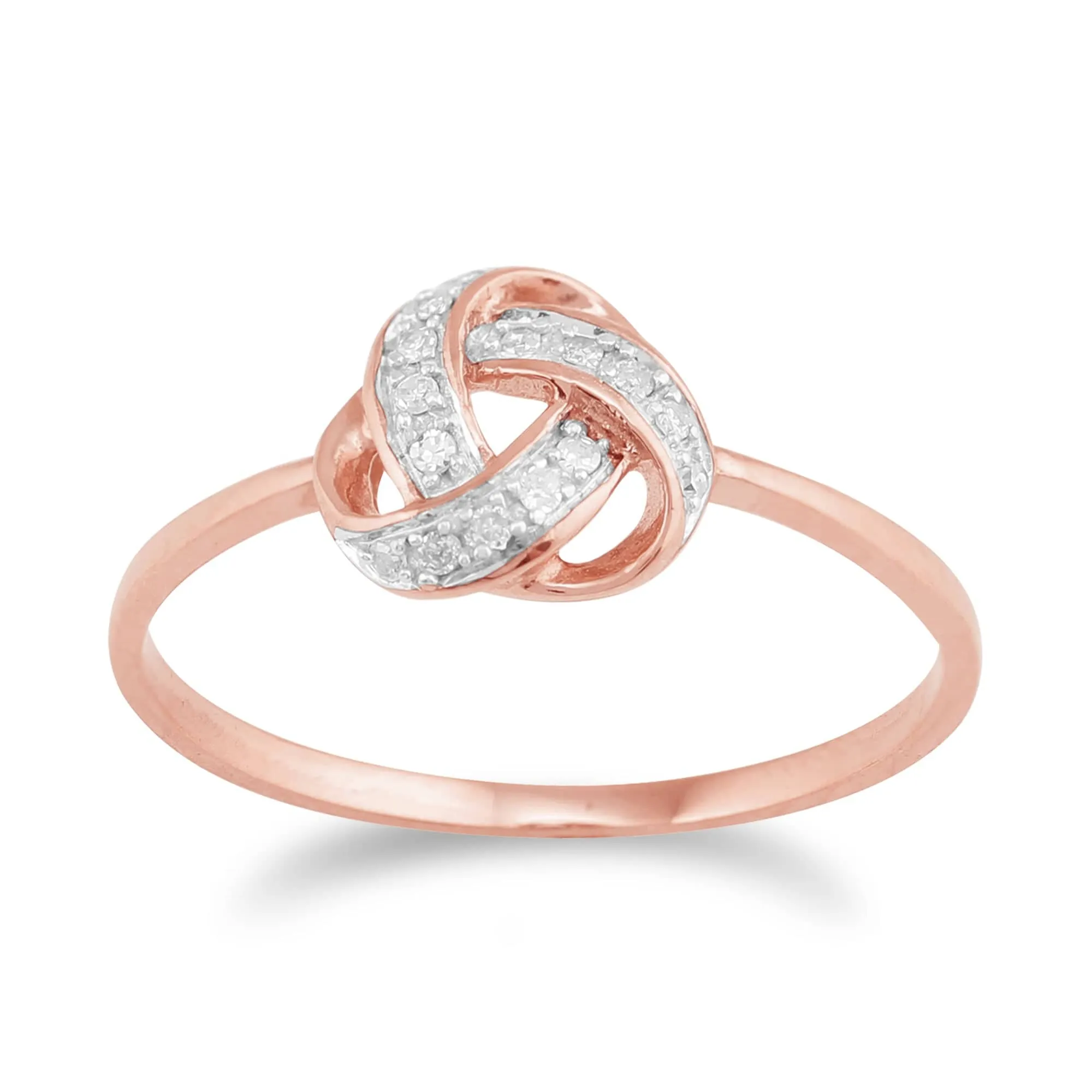 Classic Diamond Love Knot Ring in 9ct Rose Gold sold by Gemondo Jewellery