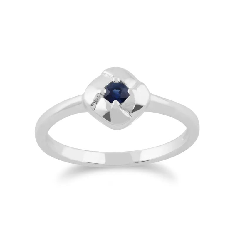 Gemondo 925 Sterling Silver 0.13ct Sapphire Square Crossover Ring sold by Gemondo Jewellery