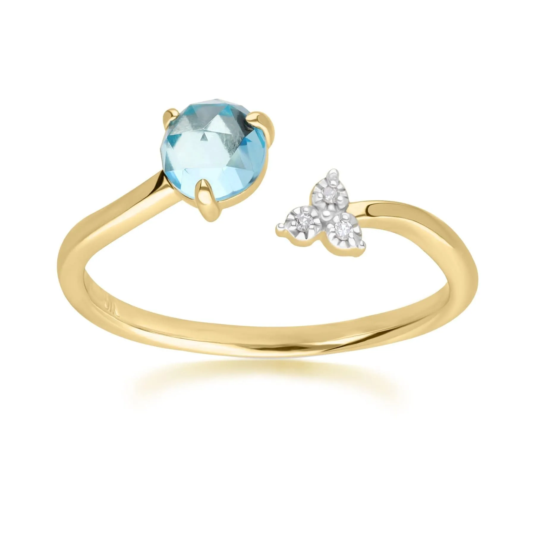 Classic Light Swiss Blue Topaz Open Ring in 9ct Yellow Gold sold by Gemondo Jewellery