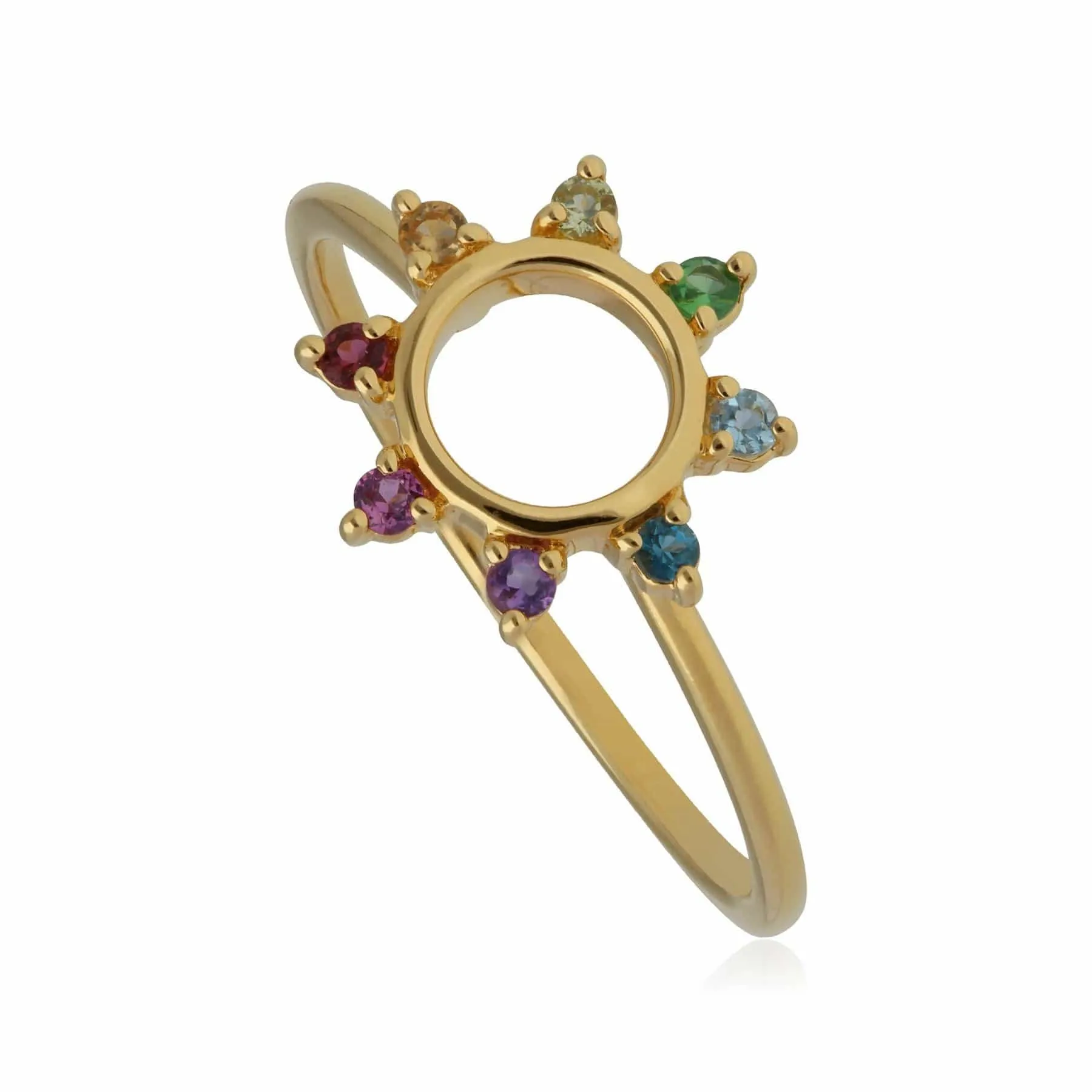 Rainbow Sunburst Ring in Gold Plated Sterling Silver sold by Gemondo Jewellery
