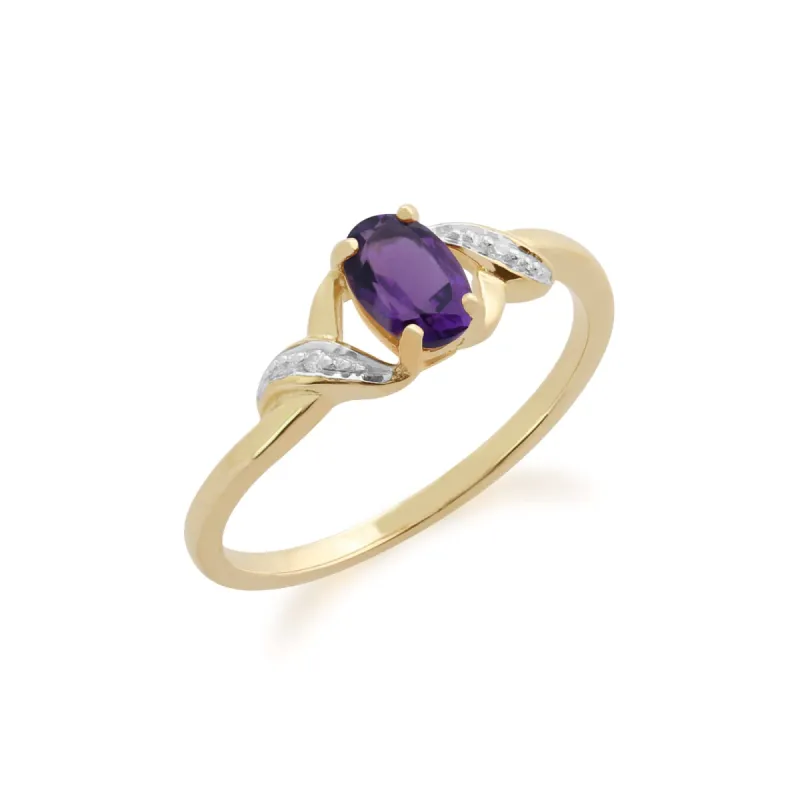 Gemondo 9ct Yellow Gold 0.39ct Amethyst & Diamond Ring sold by Gemondo Jewellery