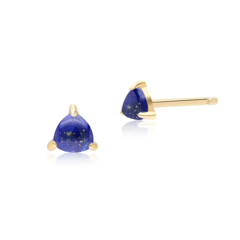 Classic Trillion Lapis Lazuli Stud Earrings in 9ct Yellow Gold sold by Gemondo Jewellery
