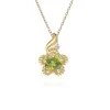 Floral Round Peridot & Diamond Pendant in 9ct Yellow Gold sold by Gemondo Jewellery