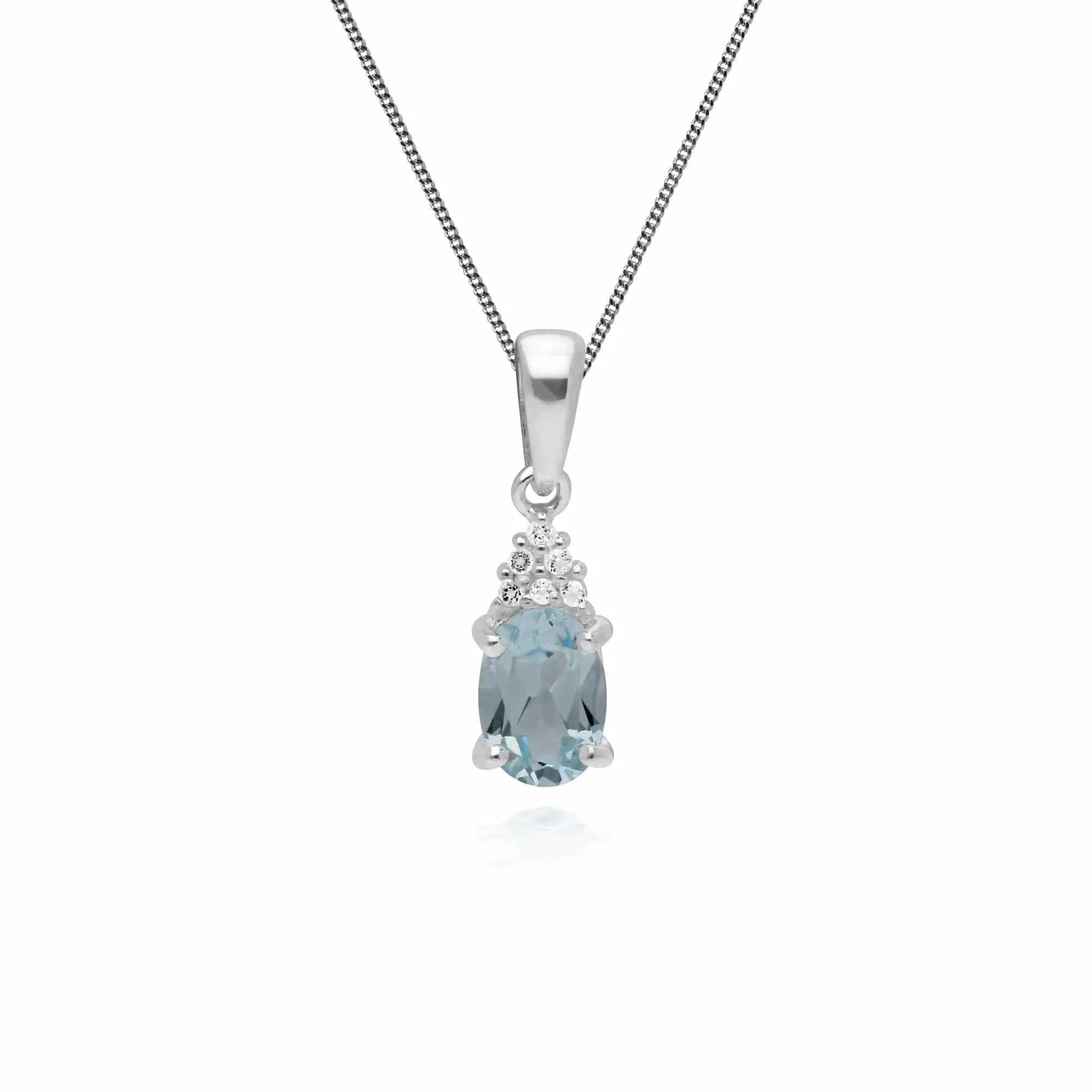 Gemondo Sterling Silver Blue Topaz & White Topaz Oval Pendant on 45cm Chain sold by Gemondo Jewellery