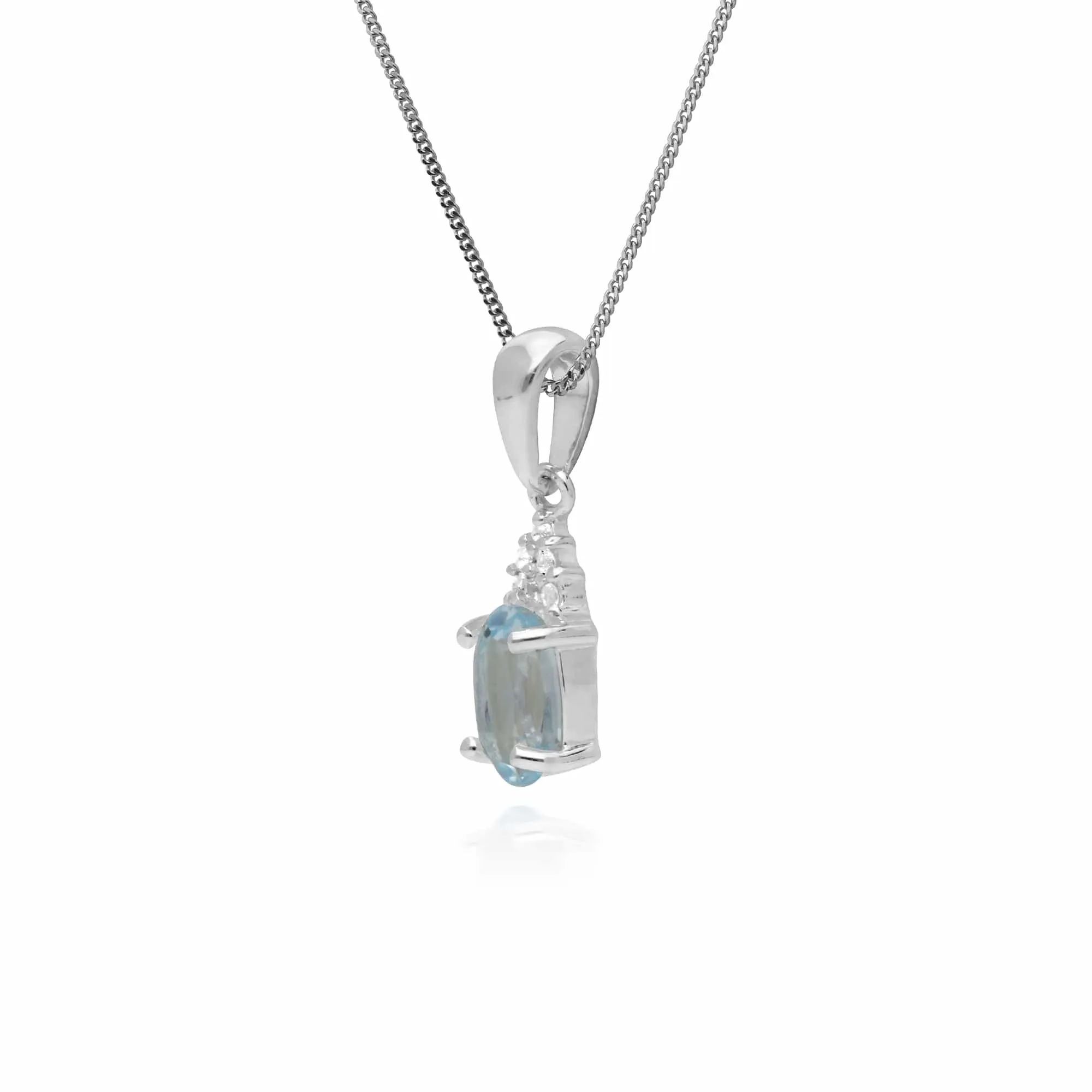 Gemondo Sterling Silver Blue Topaz & White Topaz Oval Pendant on 45cm Chain sold by Gemondo Jewellery product image thumbnail 2