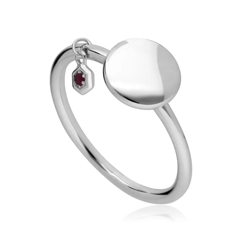 Ruby Engravable Ring in Sterling Silver sold by Gemondo Jewellery