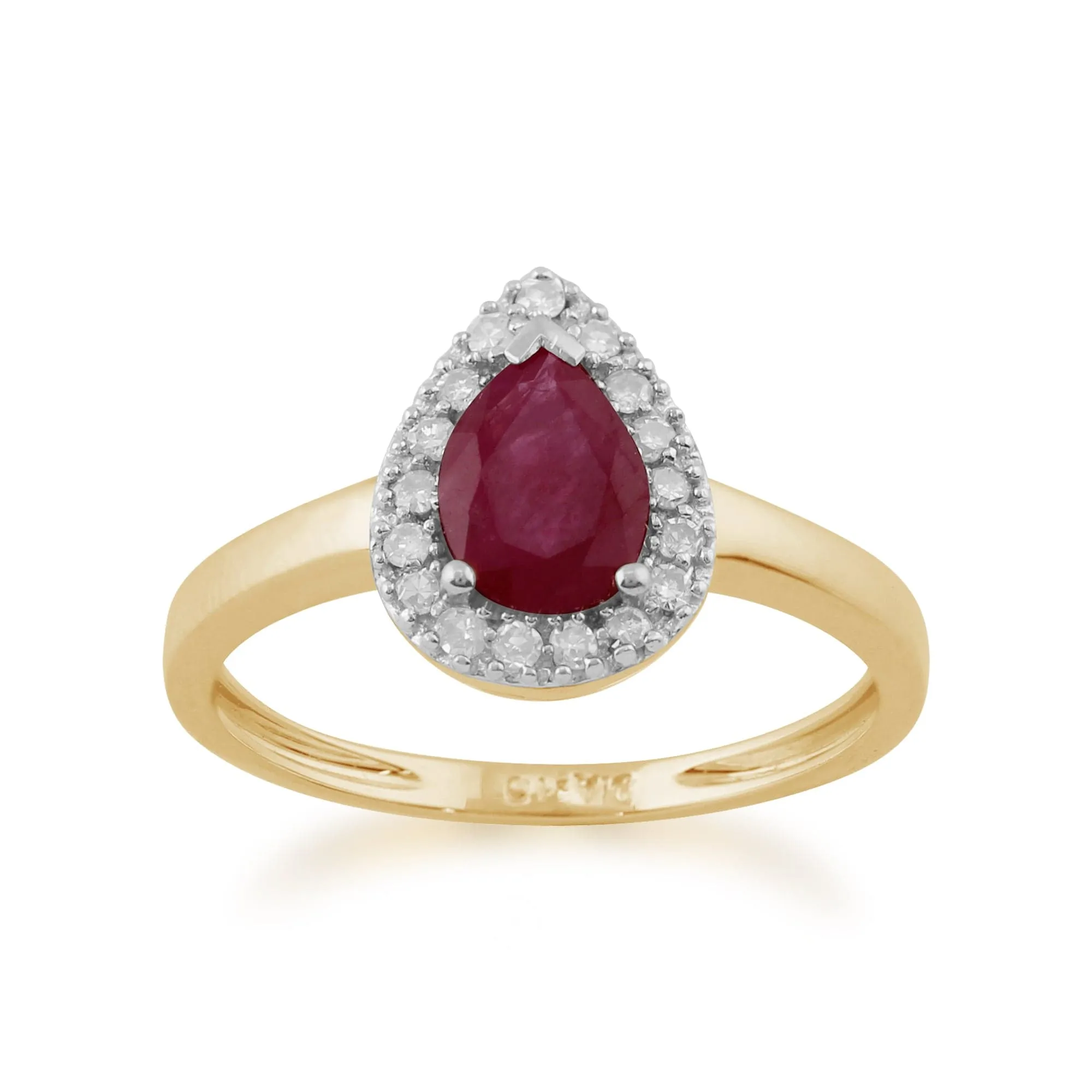 Classic Pear Ruby & Diamond Halo Pendant & Ring Set in 9ct Yellow Gold sold by Gemondo Jewellery product image thumbnail 3