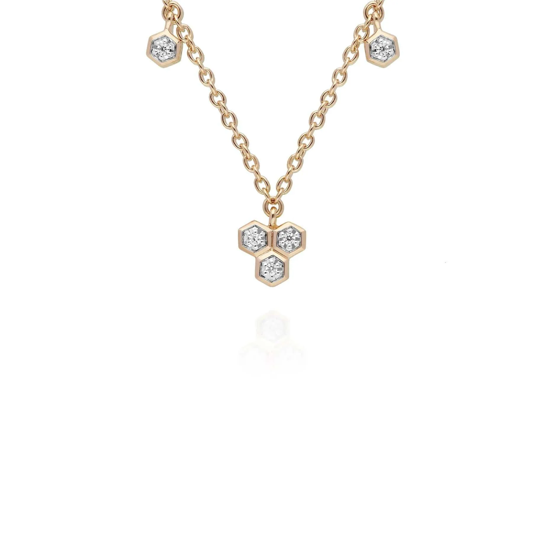 Diamond Trilogy Necklace & Stud Earring Set in 9ct Yellow Gold sold by Gemondo Jewellery product image thumbnail 2