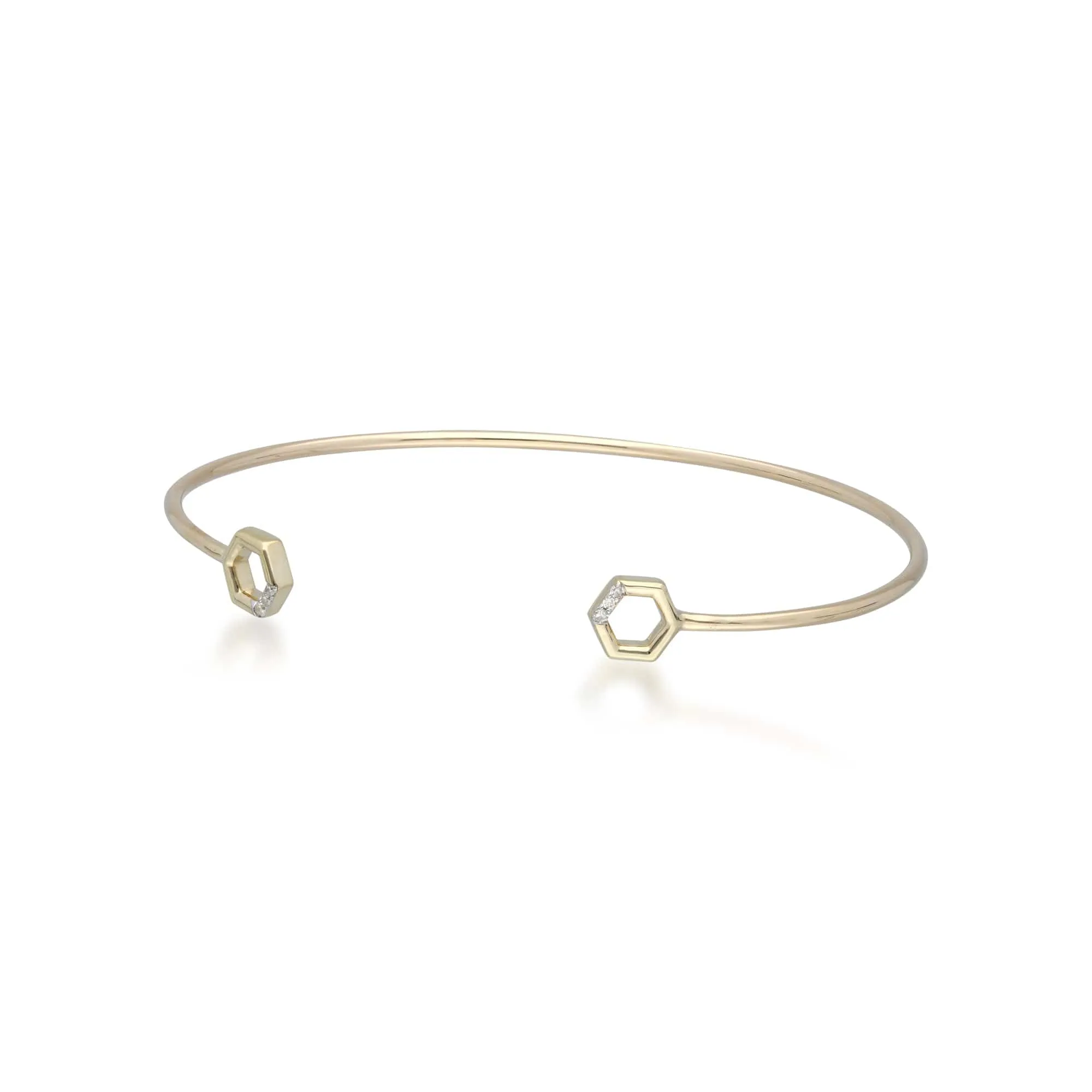 Diamond Pavé Hexagon Open Bangle in 9ct Yellow Gold sold by Gemondo Jewellery product image thumbnail 4
