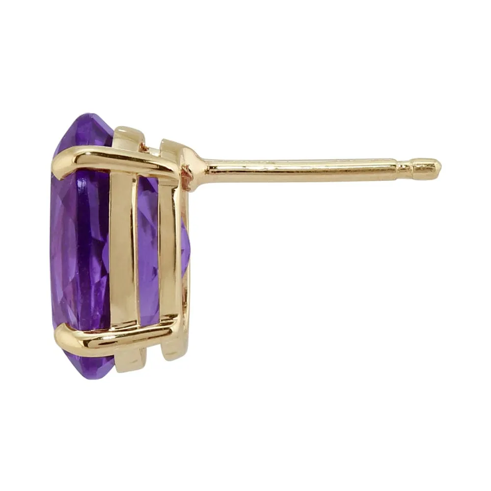 Classic Oval Claw Set Amethyst Stud Earrings in 9ct Yellow Gold sold by Gemondo Jewellery product image thumbnail 2