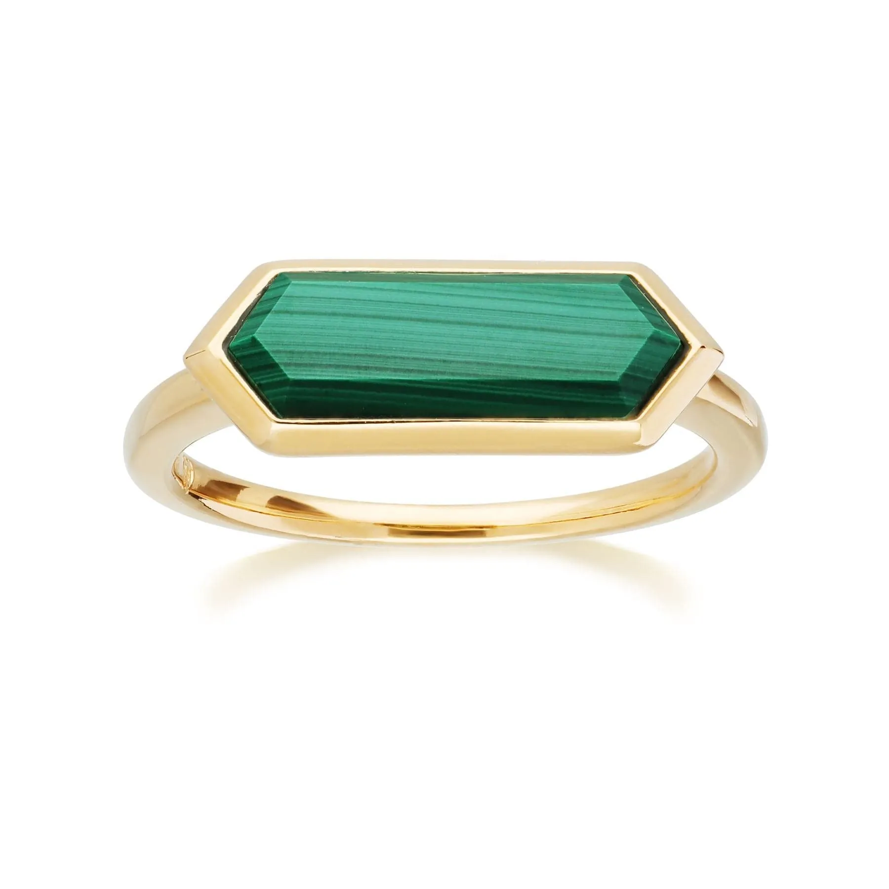 Geometric Hexagon Malachite Prism Ring in Gold Plated Silver sold by Gemondo Jewellery product image thumbnail 4