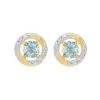 Classic Round Aquamarine Stud Earrings with Detachable Diamond Halo Ear Jacket in 9ct Yellow Gold sold by Gemondo Jewellery