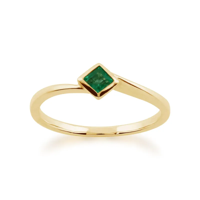 Gemondo 9ct Yellow Gold 0.16ct Emerald Square Ring sold by Gemondo Jewellery