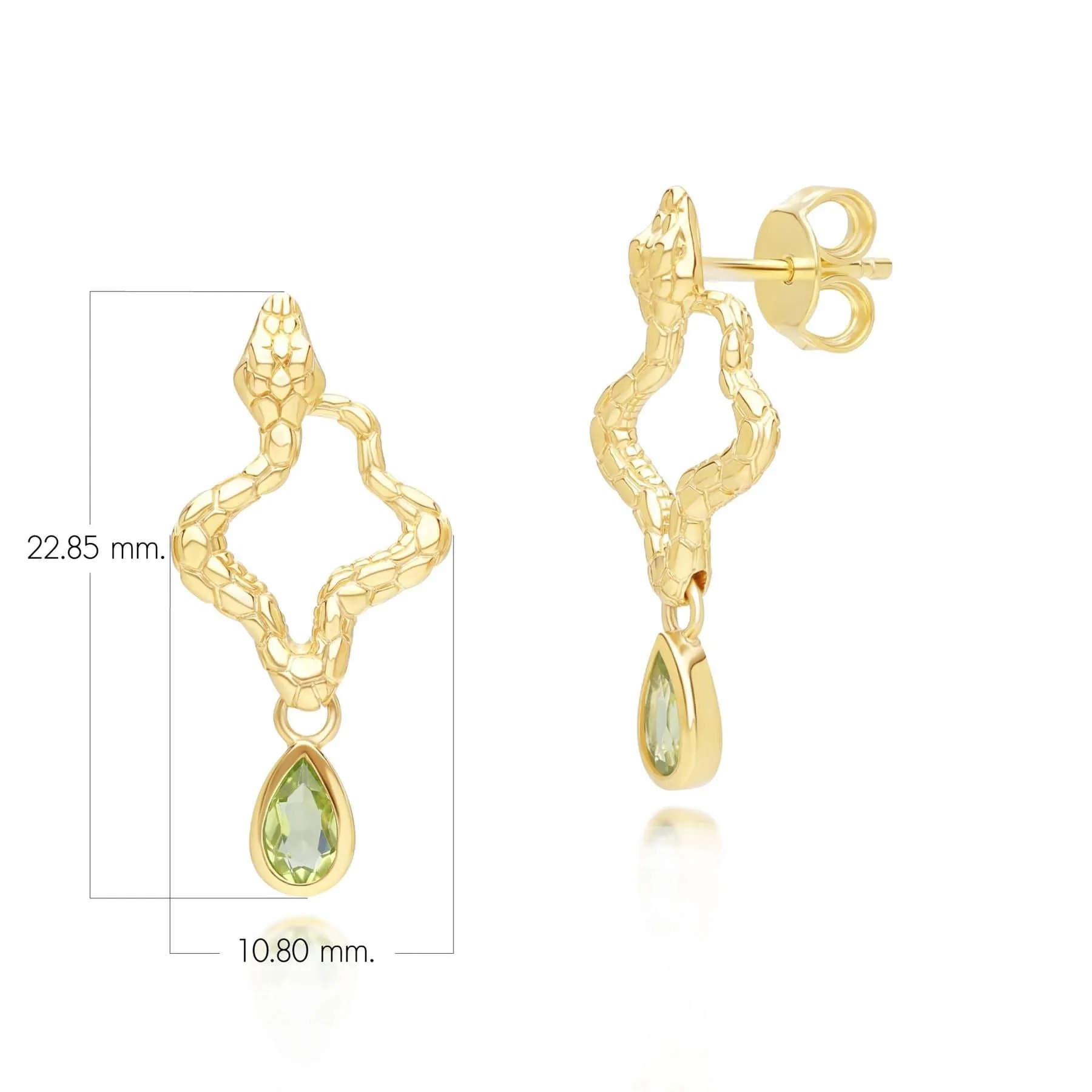 ECFEW™ Peridot Snake Drop Earrings in Gold Plated Sterling Silver sold by Gemondo Jewellery product image thumbnail 5