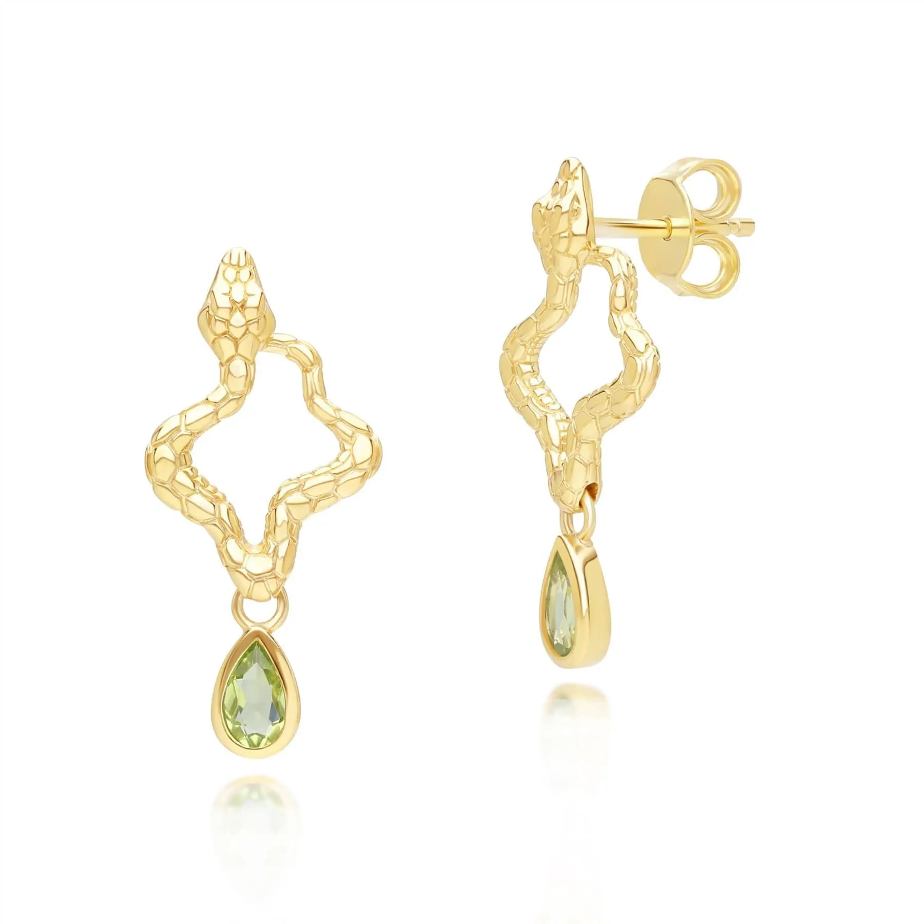 ECFEW™ Peridot Snake Drop Earrings in Gold Plated Sterling Silver sold by Gemondo Jewellery product image thumbnail 3