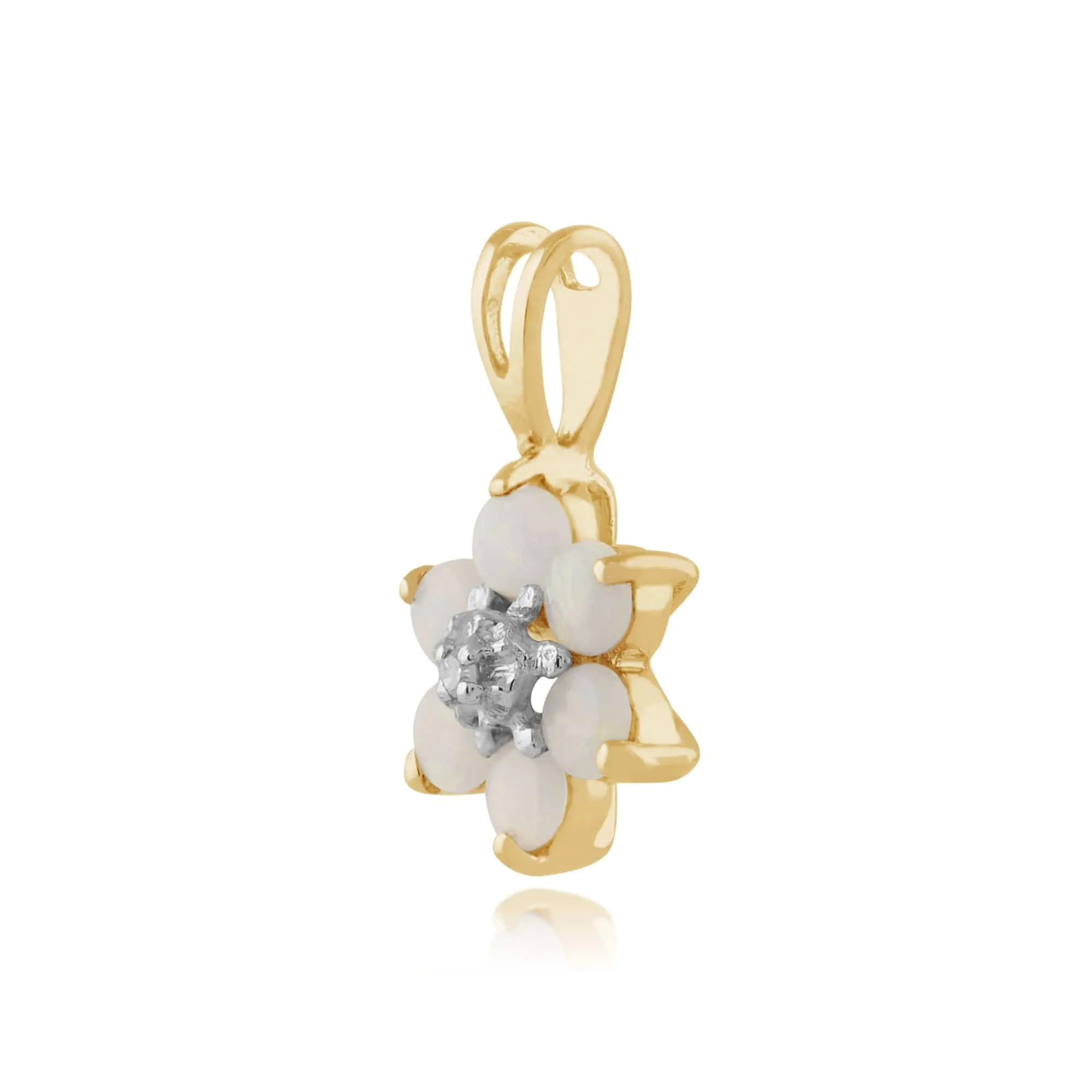 Floral Round Opal & Diamond Pendant in 9ct Yellow Gold sold by Gemondo Jewellery product image thumbnail 2