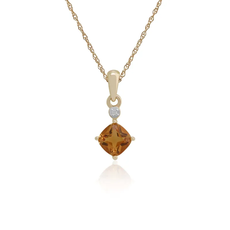 Gemondo 9ct Yellow Gold 0.55ct Citrine & Diamond Pendant on 45cm Chain sold by Gemondo Jewellery