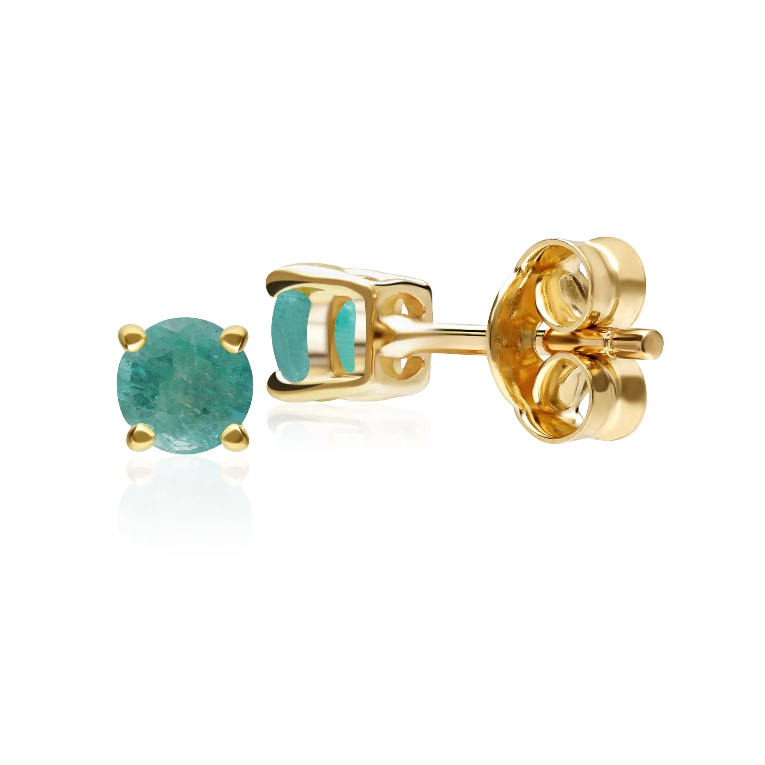 Classic Round Emerald Stud Earrings in 9ct Yellow Gold 3.5mm sold by Gemondo Jewellery product image thumbnail 3