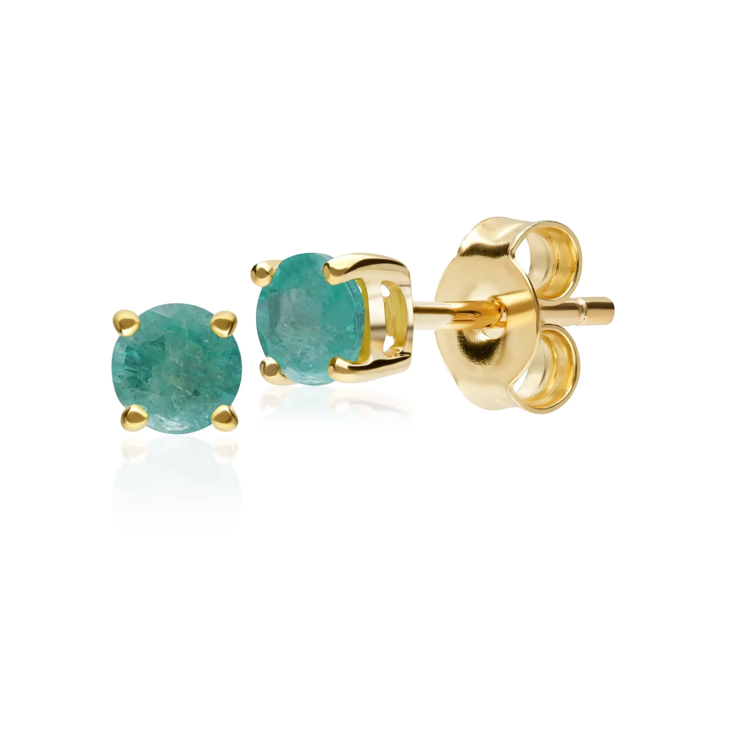 Classic Round Emerald Stud Earrings in 9ct Yellow Gold 3.5mm sold by Gemondo Jewellery