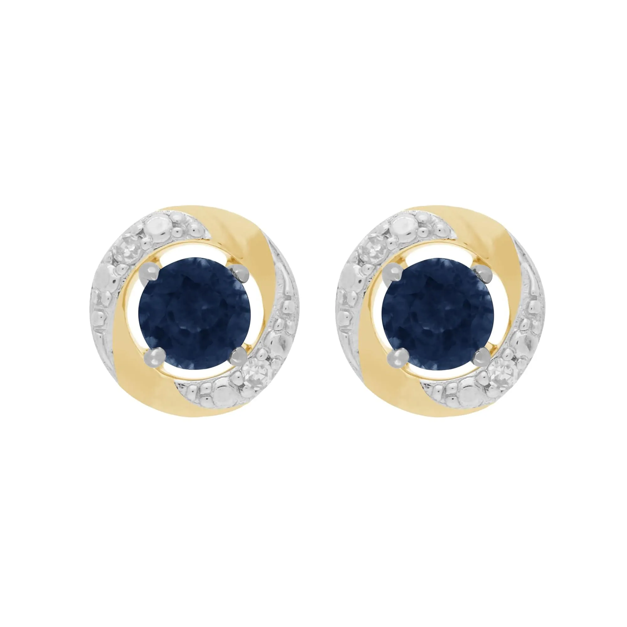 9ct White Gold Blue Sapphire Stud Earrings with Detachable Diamond Halo Ear Jacket in 9ct Yellow Gold sold by Gemondo Jewellery