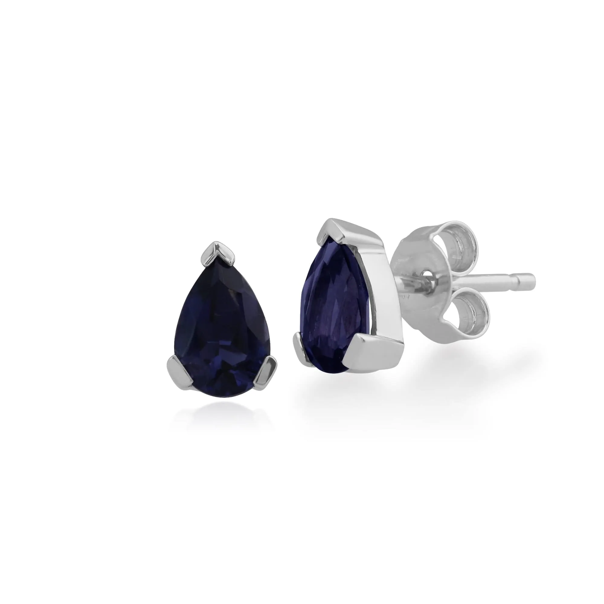 Classic Pear Iolite Single Stone Stud Earrings & Pendant Set in 9ct White Gold sold by Gemondo Jewellery product image thumbnail 2