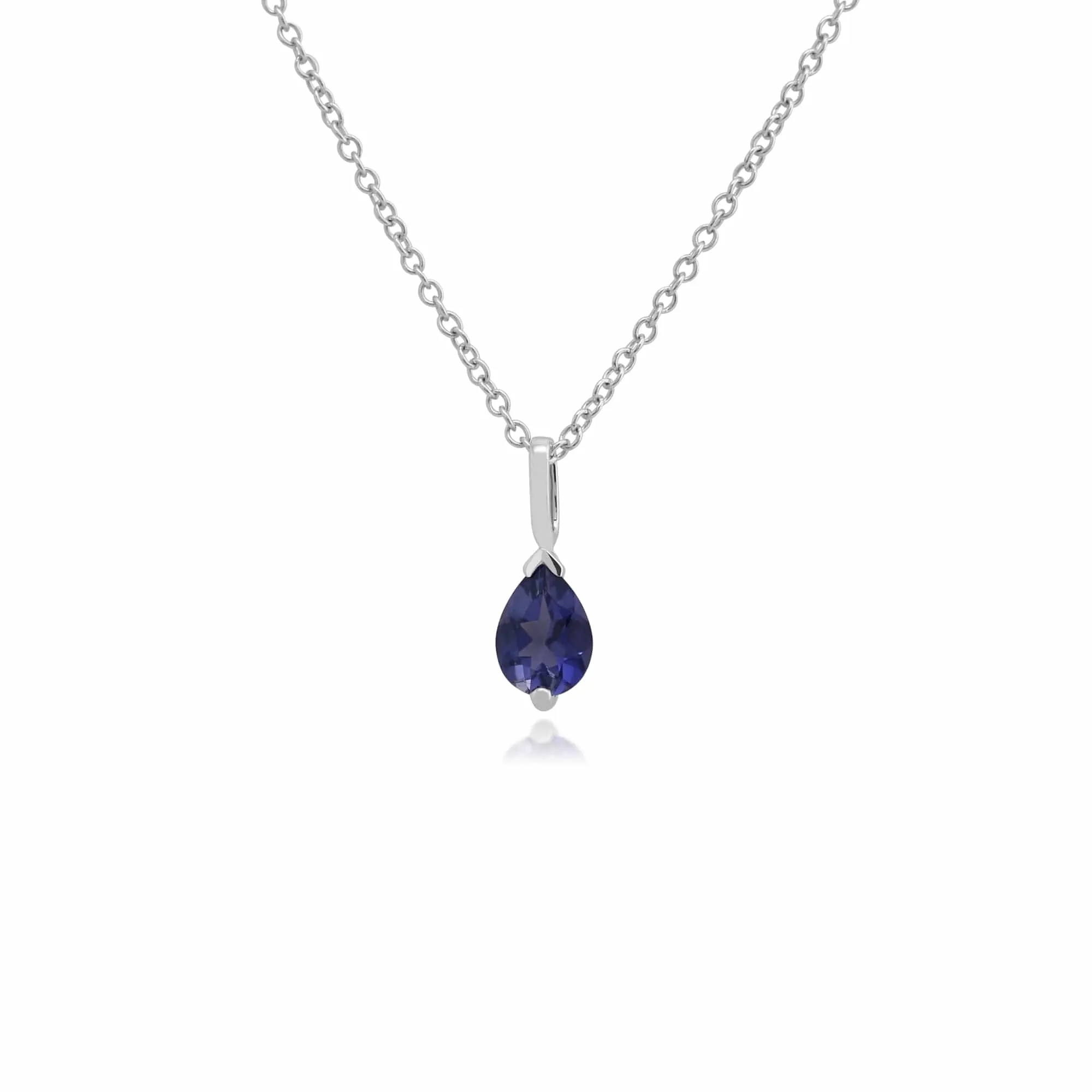 Classic Pear Iolite Single Stone Stud Earrings & Pendant Set in 9ct White Gold sold by Gemondo Jewellery product image thumbnail 3