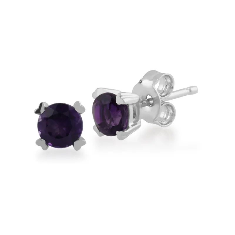 Gemondo Amethyst Round Stud Earrings in 9ct White Gold sold by Gemondo Jewellery