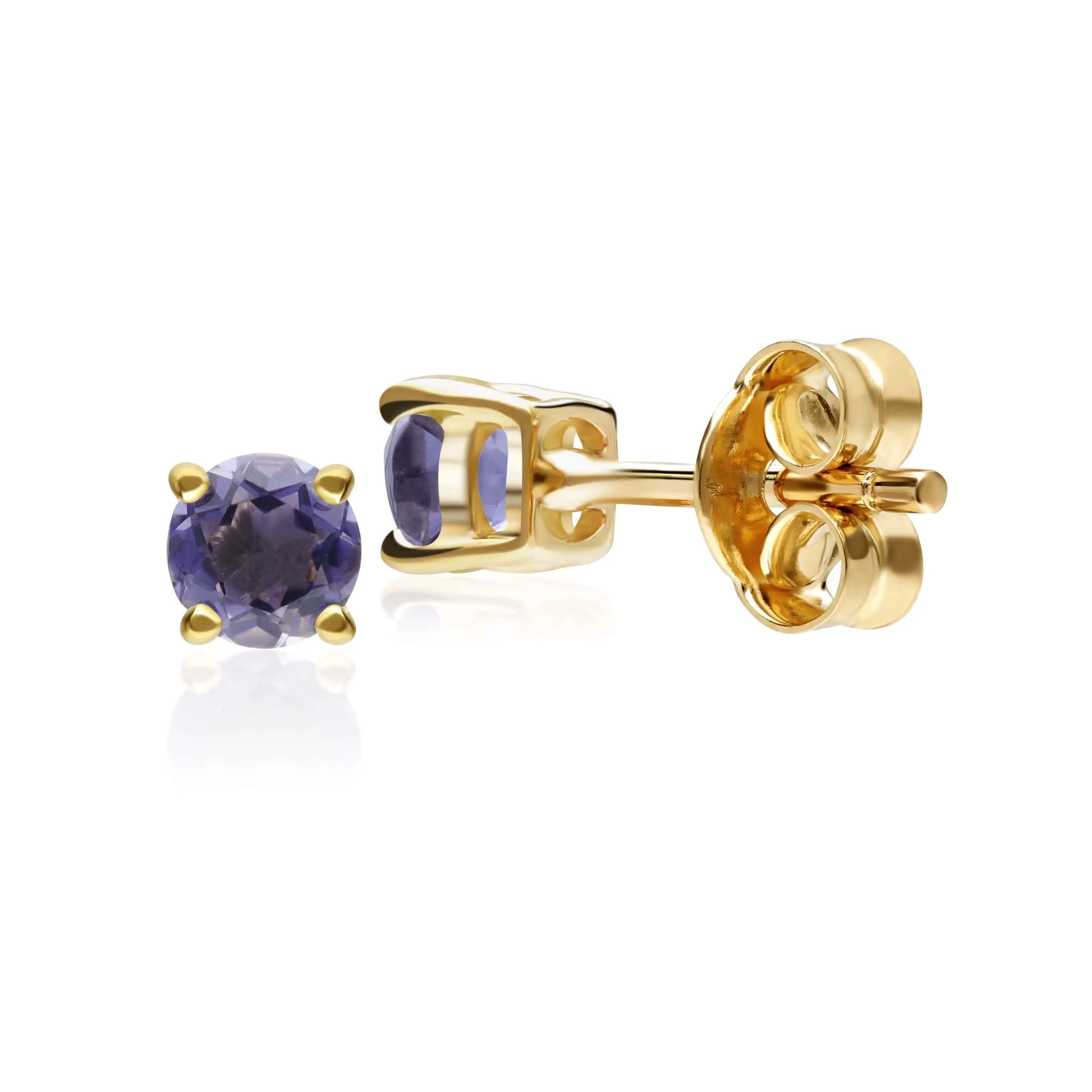 Classic Round Tanzanite Claw Set Stud Earrings in 9ct Yellow Gold sold by Gemondo Jewellery product image thumbnail 2
