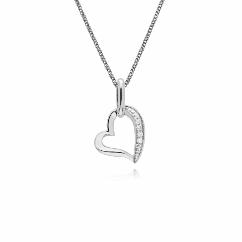 Gemondo 9ct White Gold Diamond Stylish Heart Pendant on 45cm Chain sold by Gemondo Jewellery