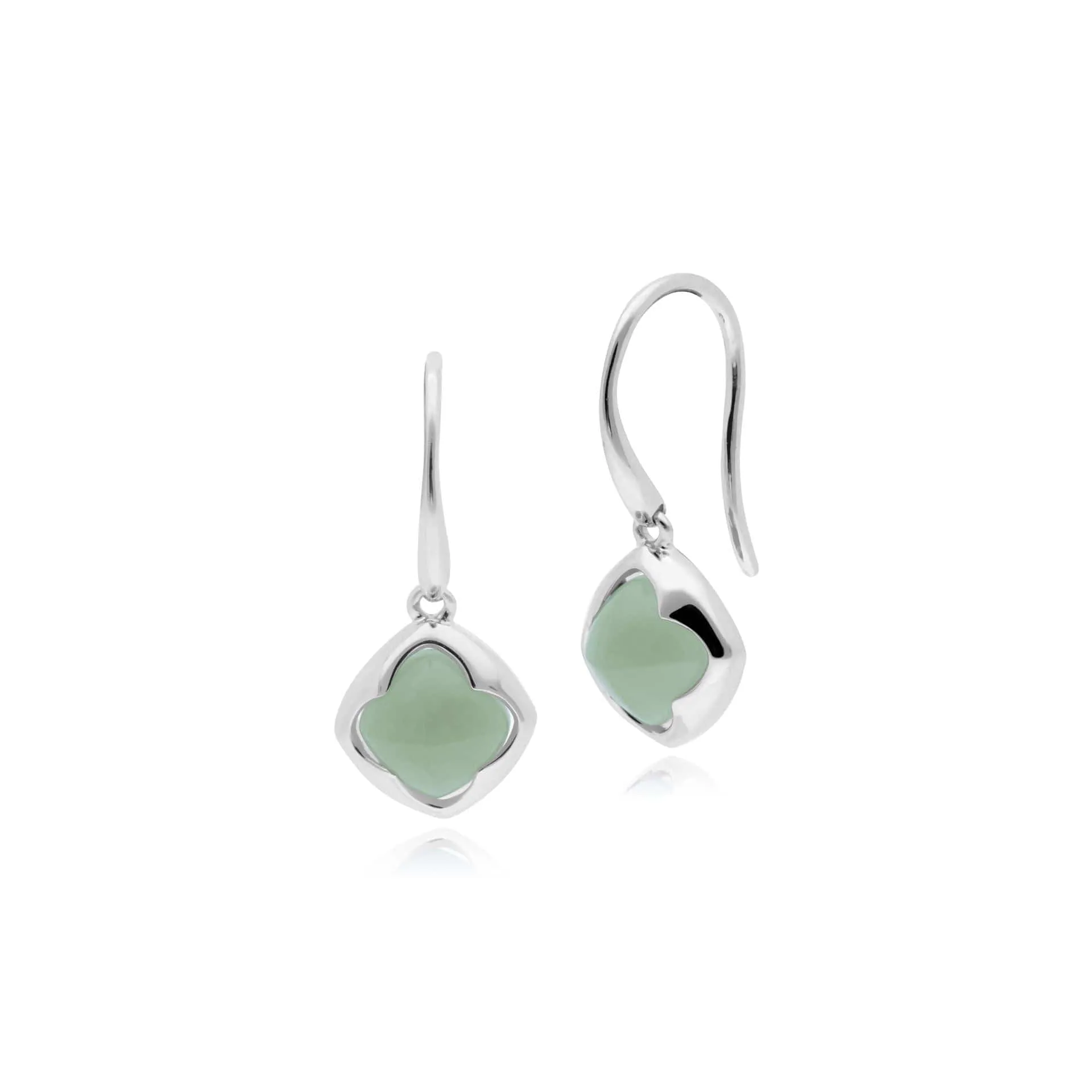 Geometric Sugarloaf Jade Diamond Prism Drop Earrings in 925 Sterling Silver sold by Gemondo Jewellery