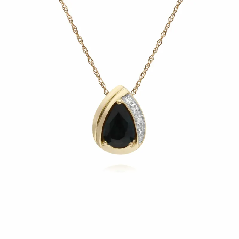 Gemondo 9ct Yellow Gold Sapphire & Diamond Pear Classic Pendant on 45cm Chain sold by Gemondo Jewellery