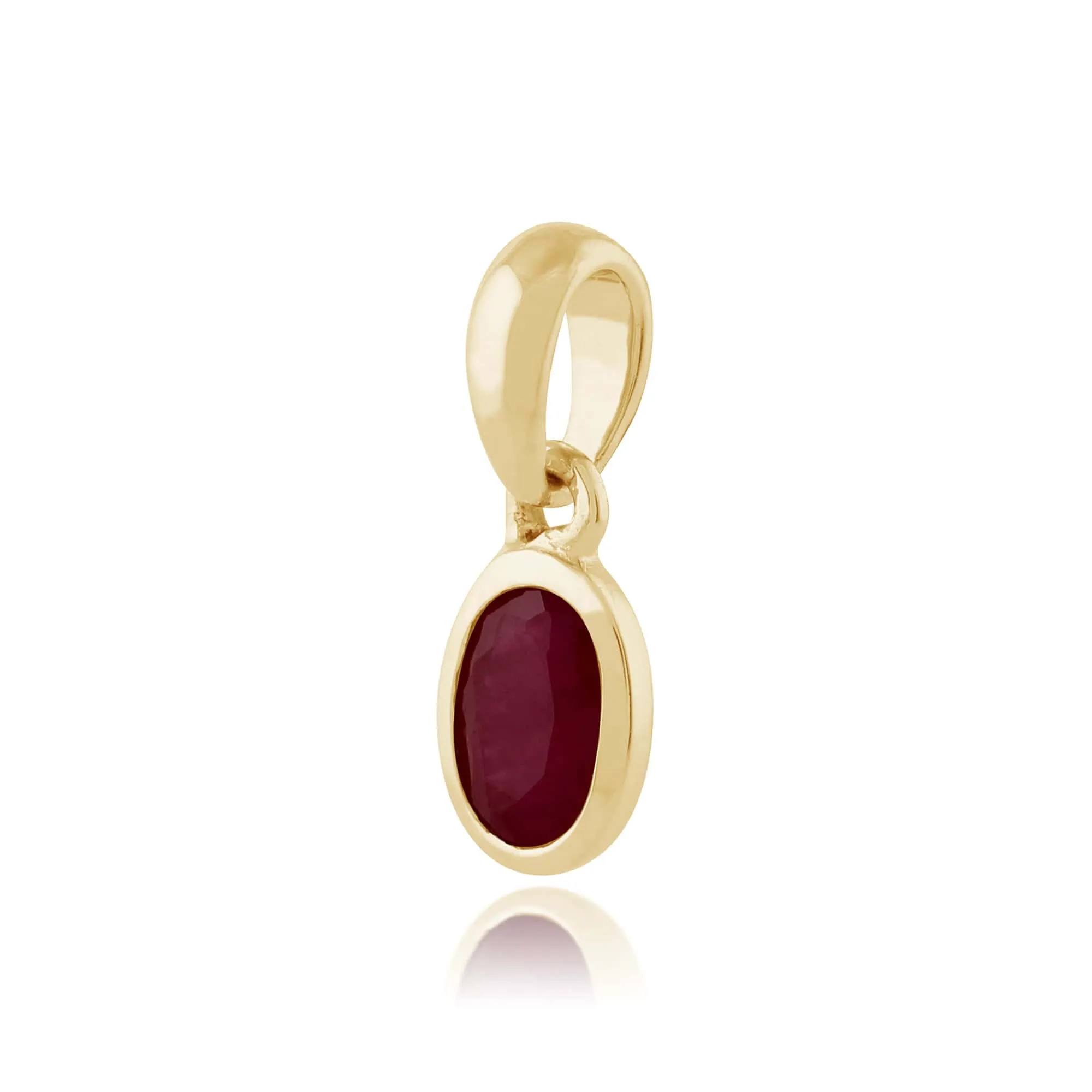 Classic Oval Ruby Single Stone Bezel Stud Earrings & Pendant Set in 9ct Yellow Gold sold by Gemondo Jewellery product image thumbnail 5