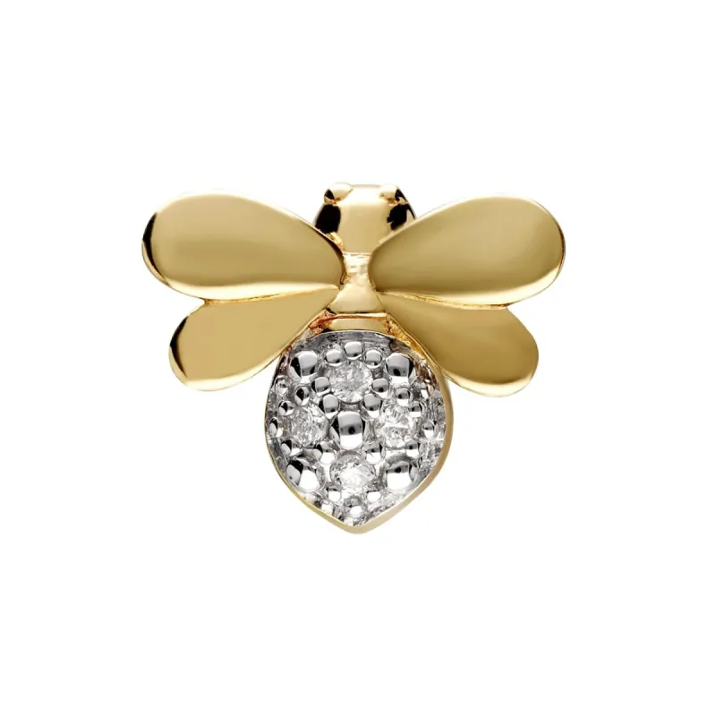 Honeycomb Inspired Diamond Bee Pin In 9ct Yellow Gold sold by Gemondo Jewellery