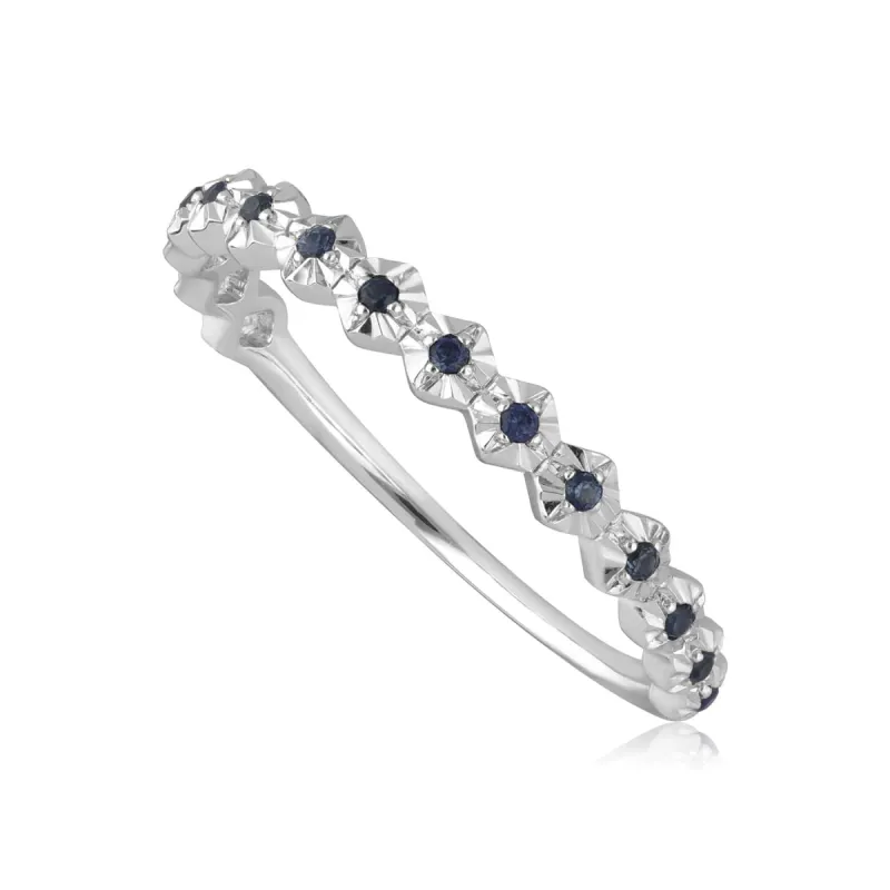 Half Eternity Sapphire Band Ring In 9ct White Gold sold by Gemondo Jewellery