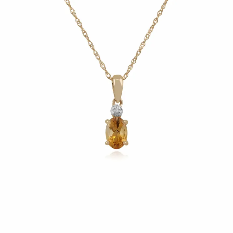 Gemondo 9ct Yellow Gold 0.40ct Citrine & Diamond Oval Pendant on 45cm Chain sold by Gemondo Jewellery