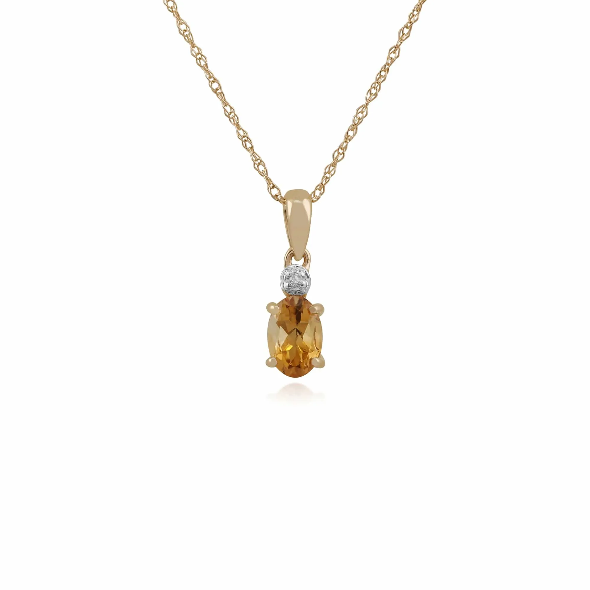 Gemondo 9ct Yellow Gold 0.40ct Citrine & Diamond Oval Pendant on 45cm Chain sold by Gemondo Jewellery