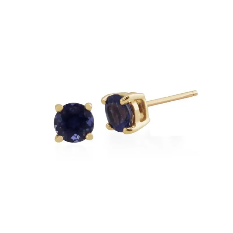 Classic Round Iolite Claw Set Stud Earrings in 9ct Yellow Gold sold by Gemondo Jewellery