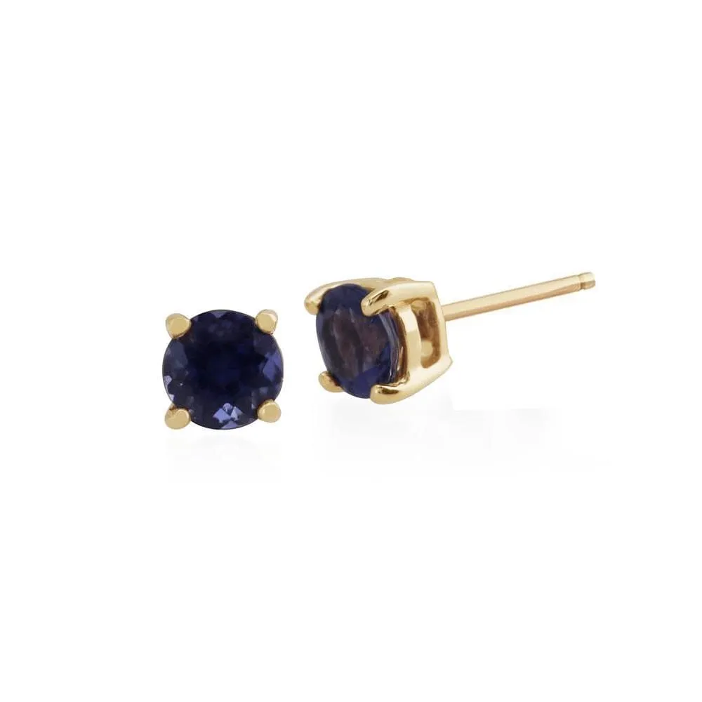 Classic Round Iolite Claw Set Stud Earrings in 9ct Yellow Gold sold by Gemondo Jewellery