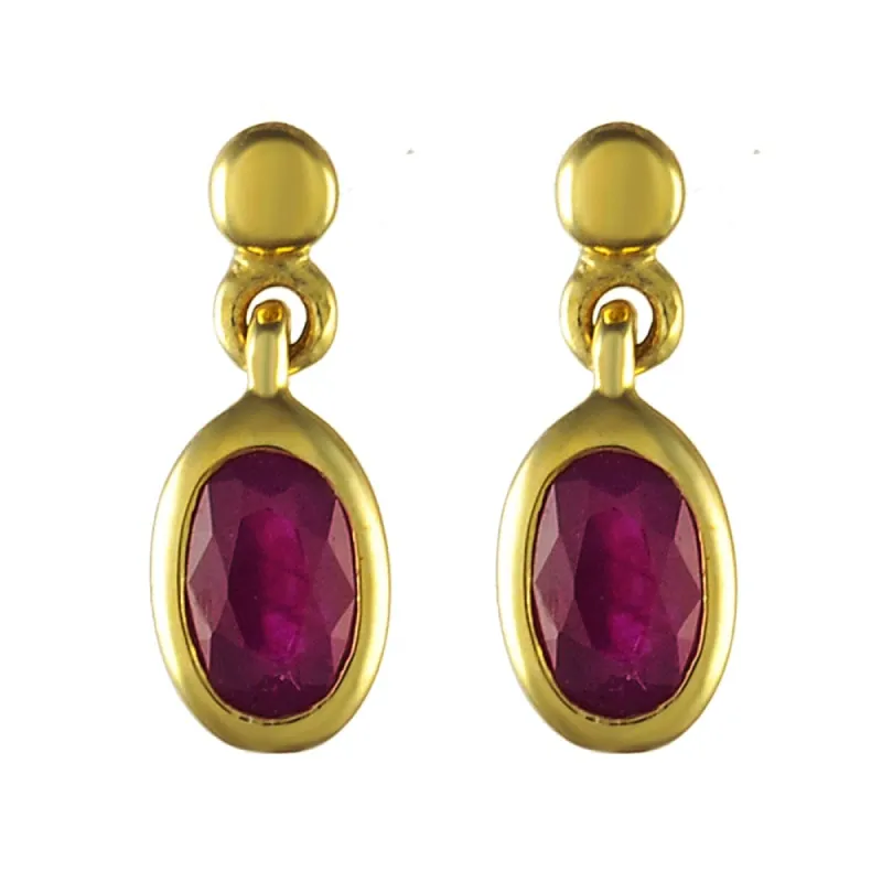 9ct Yellow Gold 0.57ct Natural Ruby Classic Drop Style Earrings sold by Gemondo Jewellery
