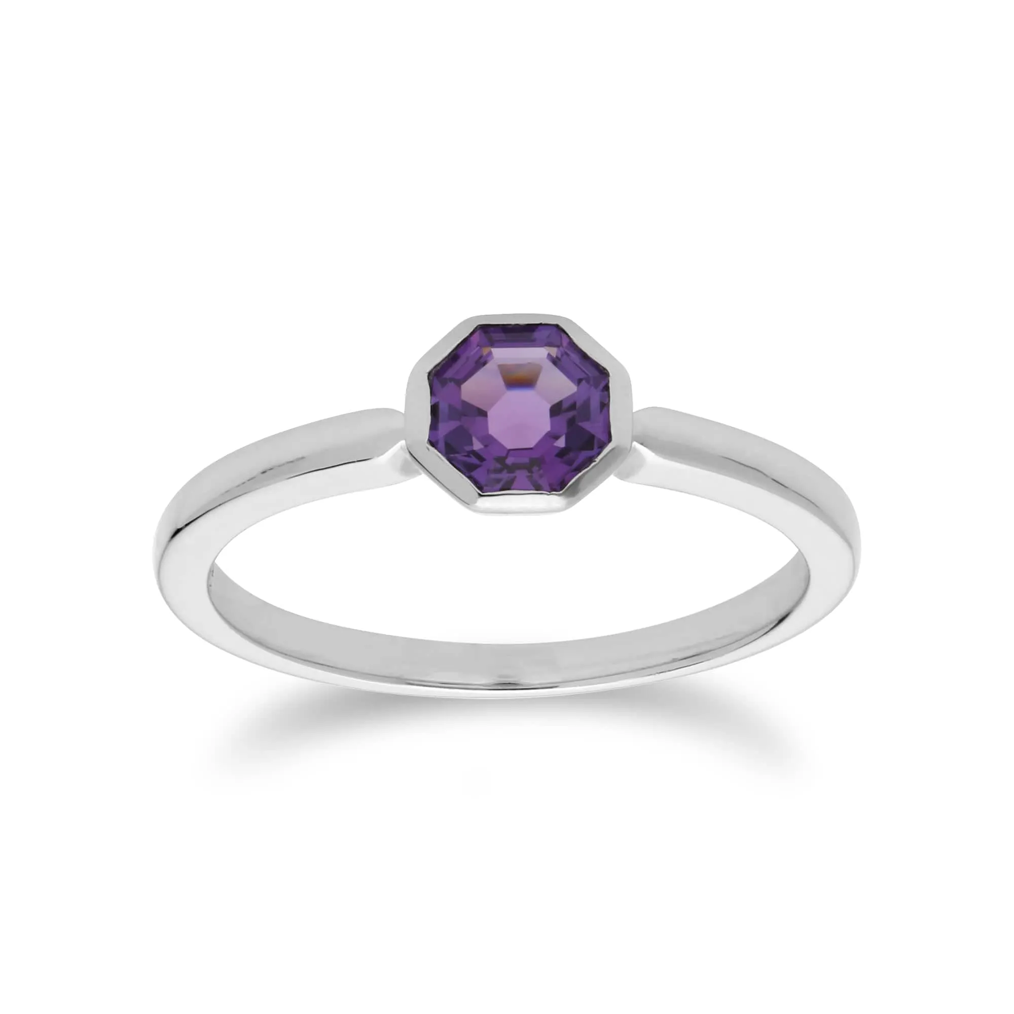 Geometric Hexagon Amethyst Bezel Set Ring in 925 Sterling Silver sold by Gemondo Jewellery product image thumbnail 2