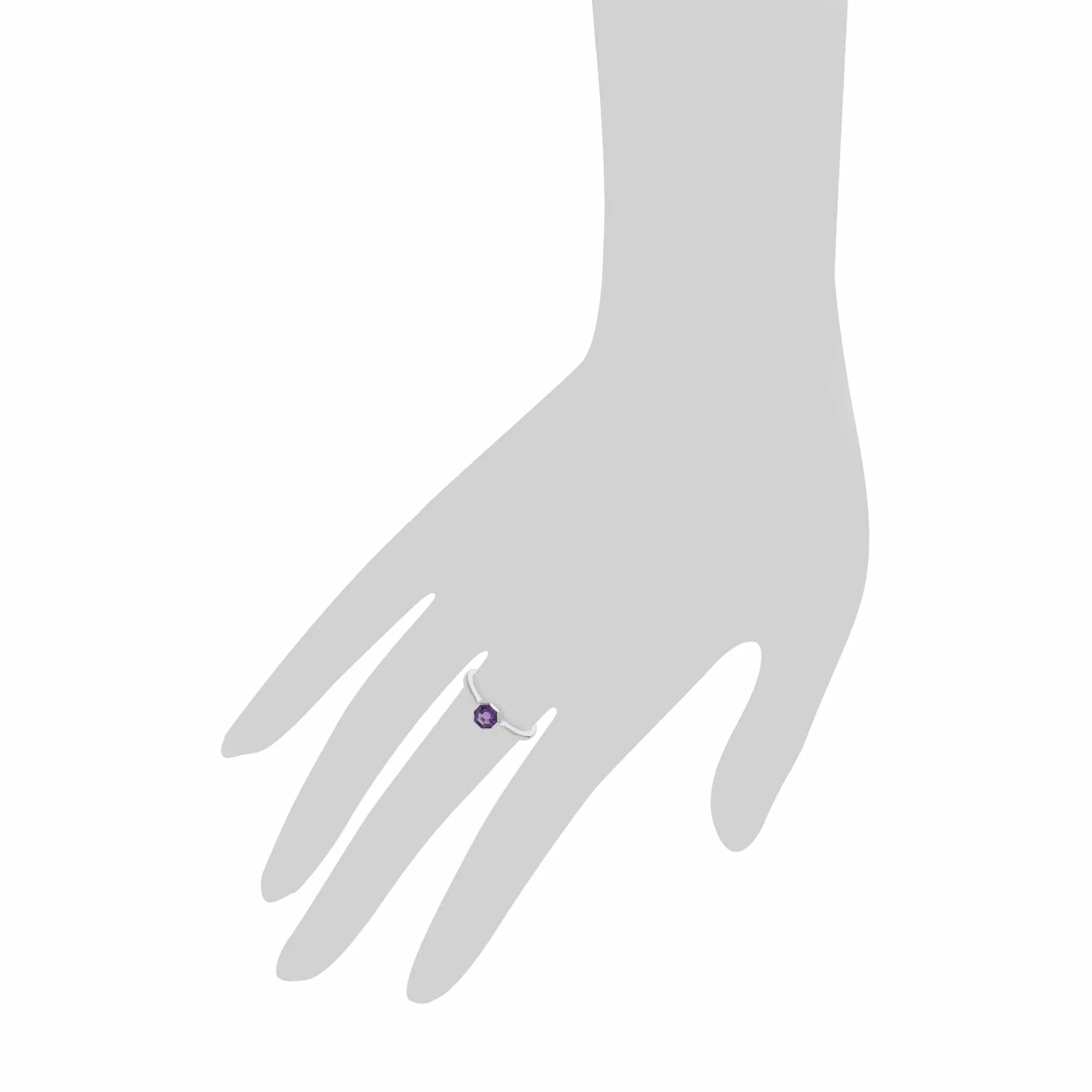Geometric Hexagon Amethyst Bezel Set Ring in 925 Sterling Silver sold by Gemondo Jewellery product image thumbnail 3