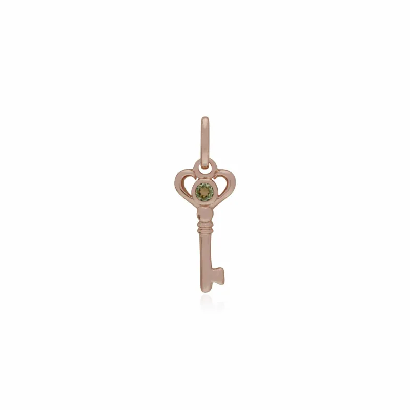 Gemondo Rose Gold Plated Sterling Silver Peridot Small Key Charm sold by Gemondo Jewellery