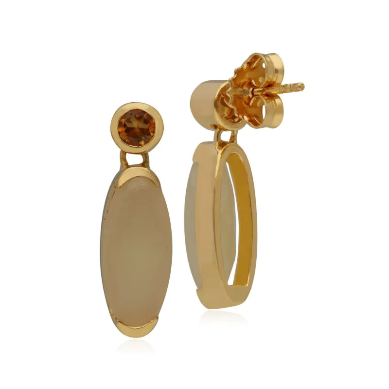 Kosmos Opal & Citrine Oval Shaped Drop Earrings In Gold Plated Sterling Silver sold by Gemondo Jewellery