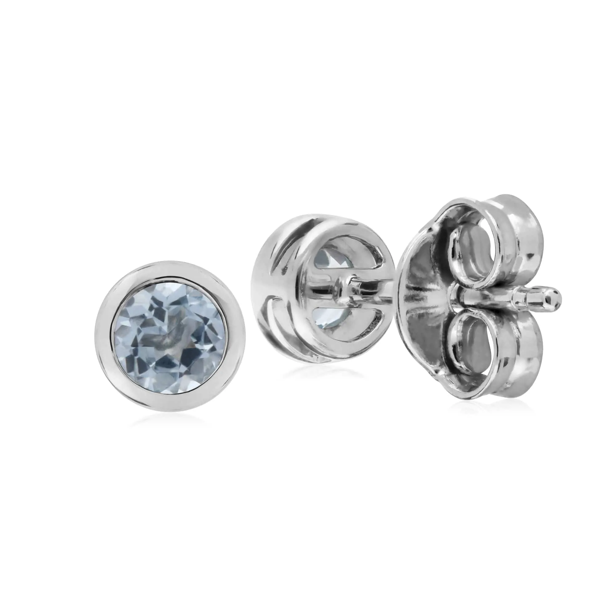 Gemondo Sterling Silver Simple Blue Topaz Bezel Round Stud Earrings sold by Gemondo Jewellery product image thumbnail 2