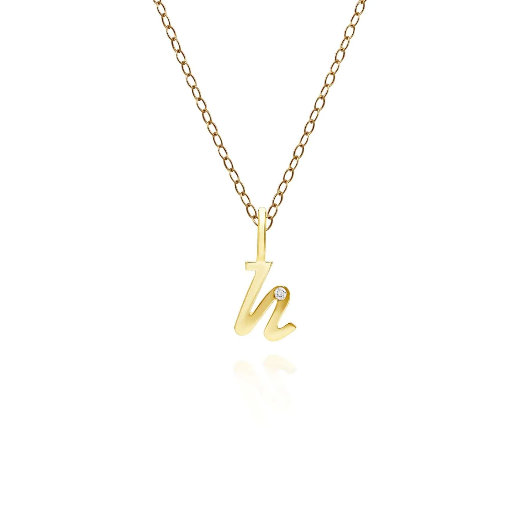Alphabet Letter H Diamond pendant in 9ct Yellow Gold sold by Gemondo Jewellery