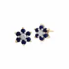 Floral Round Lapis Lazuli & Diamond Cluster Stud Earrings & Pendant Set in 9ct Yellow Gold sold by Gemondo Jewellery
