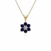 Floral Round Lapis Lazuli & Diamond Cluster Stud Earrings & Pendant Set in 9ct Yellow Gold sold by Gemondo Jewellery