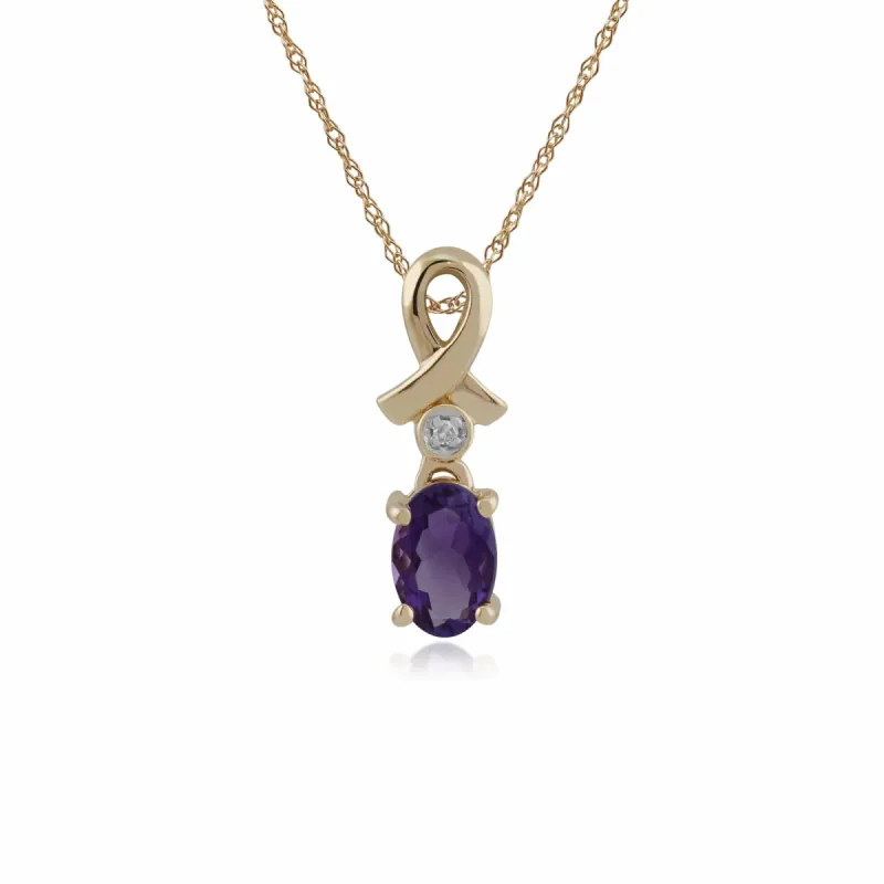 Gemondo Amethyst & Diamond 45cm Twist Necklace In 9ct Yellow Gold sold by Gemondo Jewellery