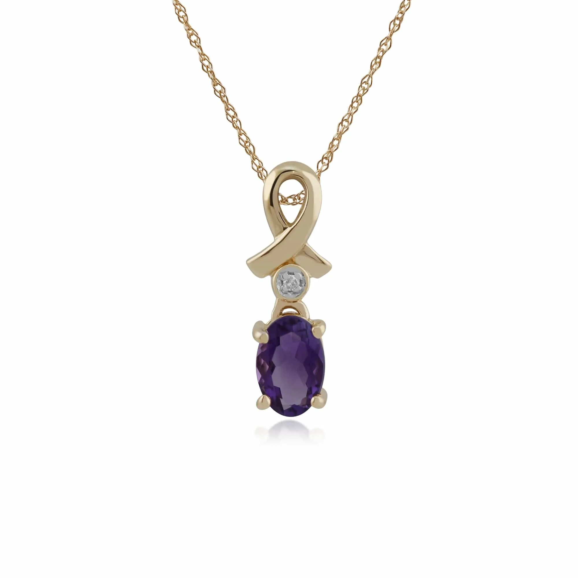Gemondo Amethyst & Diamond 45cm Twist Necklace In 9ct Yellow Gold sold by Gemondo Jewellery
